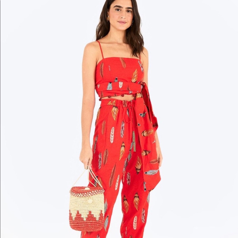 Farm Rio Spring Plume Linen Top